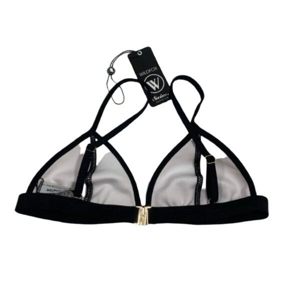 Wildfox Neon Triangle Top Size Medium Sporty Mesh Bikini Pink Black Sz M New - Picture 5 of 8